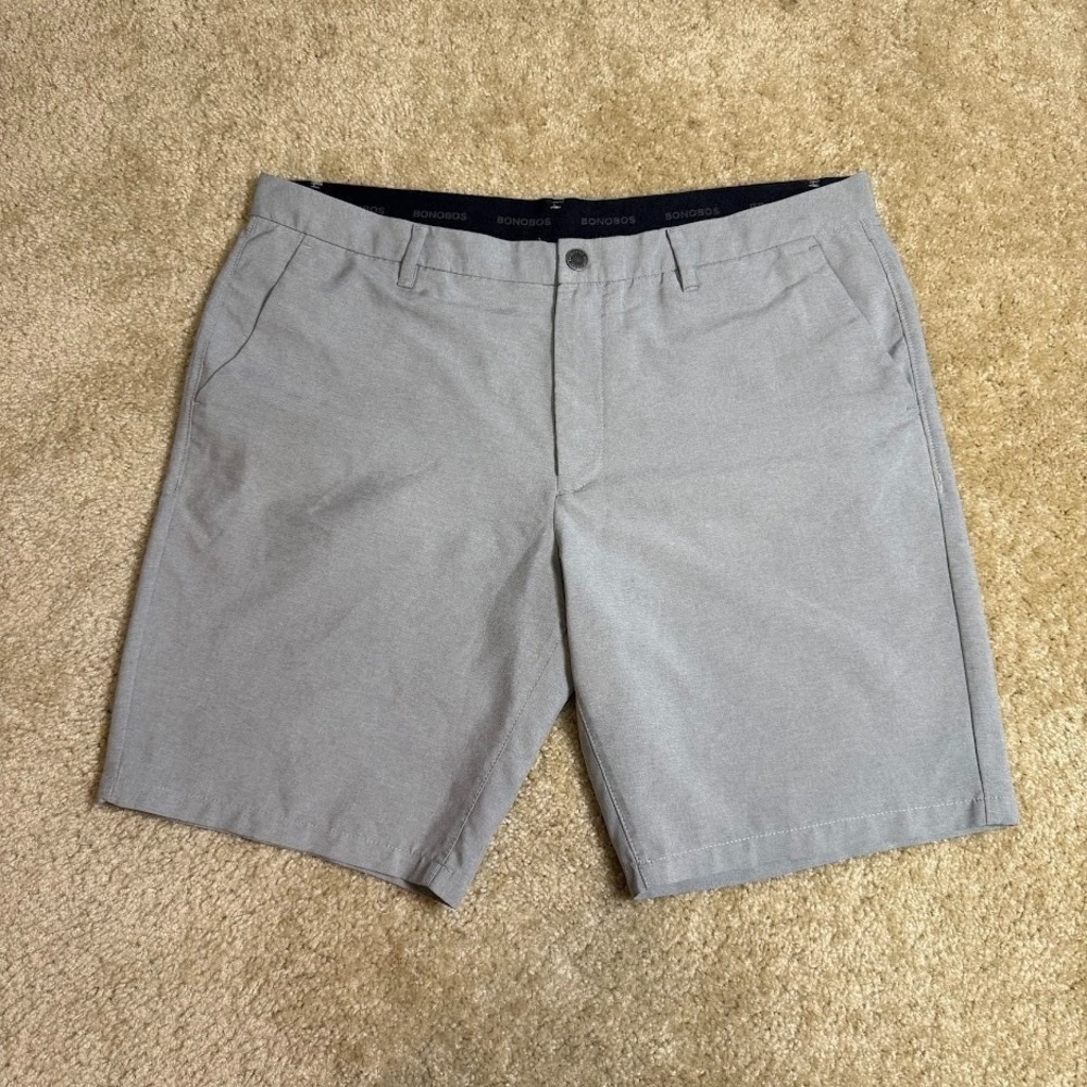 Bonobos Casual Golf Chino Shorts Men's Size 38x9 Gray Flat Front Pockets